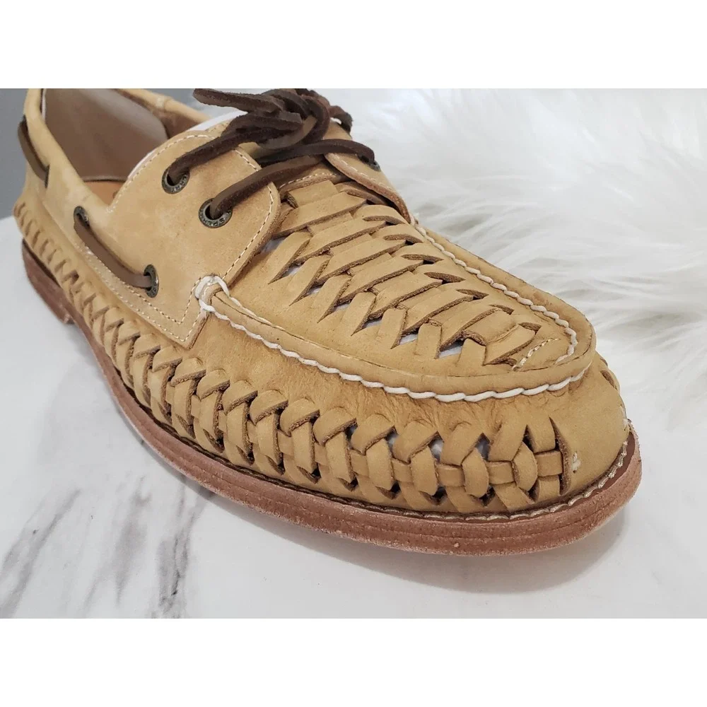 NEW NO BOX Sperry Gold‎ Cup Woven Tan Brown Bronze 2 Eye Boat Shoes SIZE 12